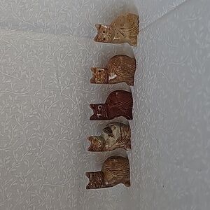 5 Soapstone Crystal Cats Kittens